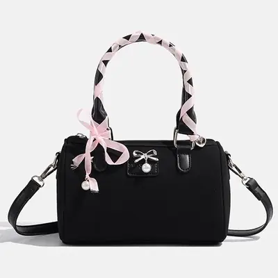 Black Bow Tote Bag for Women Shoulder Crossbody Luggage