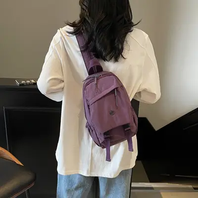 Purple Japanese Style Unisex Crossbody Backpack