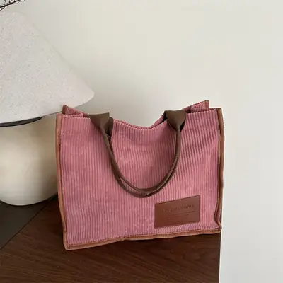 Pink Korean Retro Tote Bag for Women Large Capacity