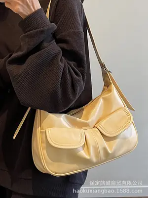 Gold Leather Shoulder Bag for Women 2025