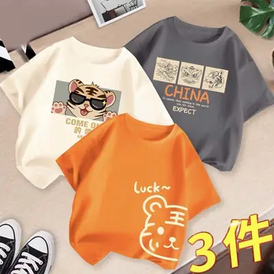Boys 3Pcs Summer T-Shirts Set Cotton Kidsren Summer Wear