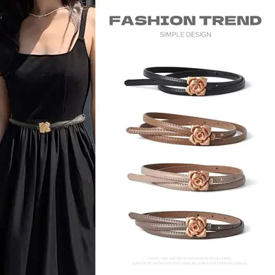 New Genuine Leather Women's Flower Belt Slimming Cowhide