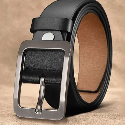 Vintage Men's Genuine Leather Belt with Pin Buckle