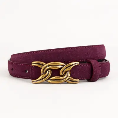 Gold Chain Buckle Belt for Women Brown High-End Wear