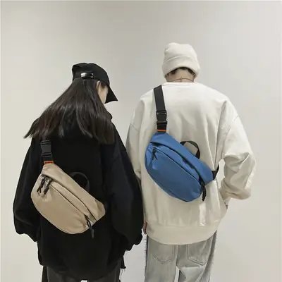 Blue Nylon Crossbody Bag for Women Casual Large Capacity