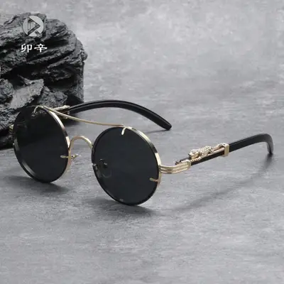 Retro Leopard Head Sunglasses for Men Women Brown Gold Frame