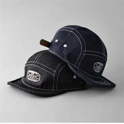 Men's Black Retro 5-Piece Baseball Cap with Duck Tissue Patch