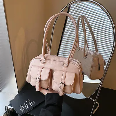 Pink Textured Shoulder Bag for Women 2025