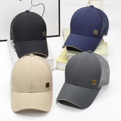 Men's Black Mesh Sun Hat with Gold Logo