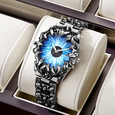 Men's Alien Blue Glass Watch with Eagle Claw Bracelet