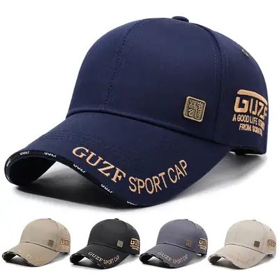 Korean Embroidered Baseball Cap Navy Blue Unisex Spring Autumn