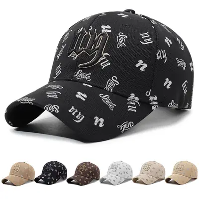 Black 3D Embroidered Baseball Cap with Full Print