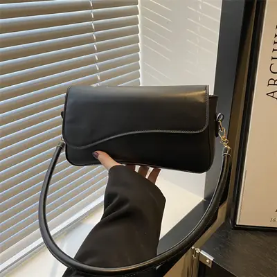 Black Retro Underarm Bag for Women