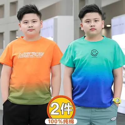 Plus-Size Gradient T-Shirt for Chubby Boys Large