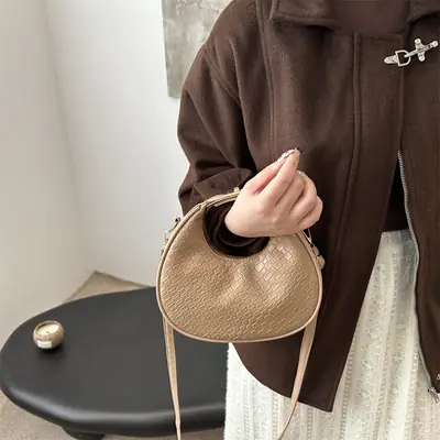 Crescent Bag for Women Brown Leather Shoulder Crossbody