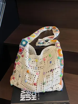Summer Knitted Cut Out Woven Bag for Women Large Capacity