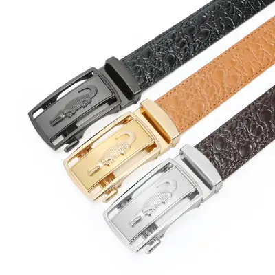 New Men's Black Embossed Buckle Belt High End Fashion