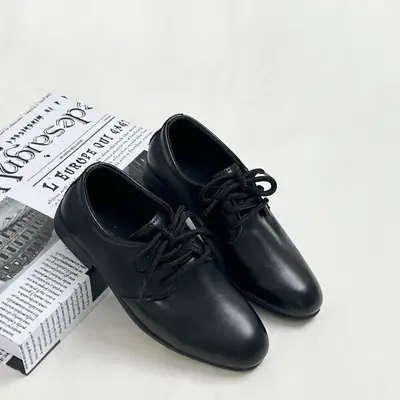 Boys' Leather Shoes Black Little Boy Pointed Toe Soft Sole Kidsren's Performance Shoes School Shoes Spring & Fall New British Style Student Shoes