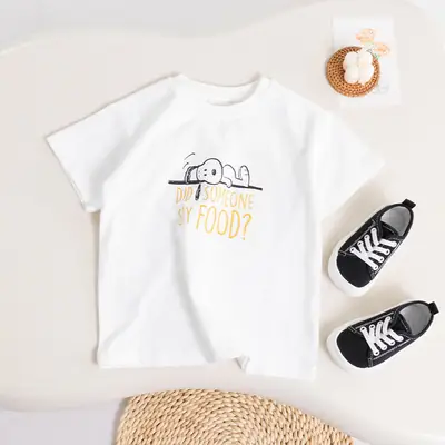 White Cartoon T-Shirt for Boys Summer Wear