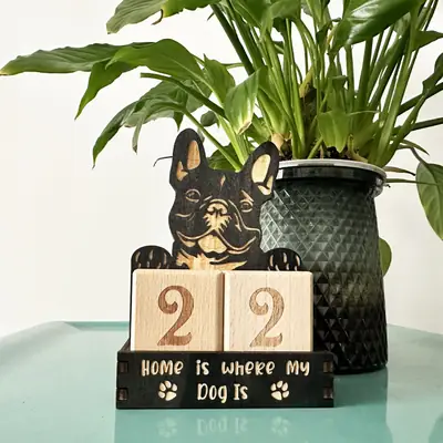 New Cross-Border Cute Wooden Block Dog Calendar Table Decoration Decoration Home Desk Layout