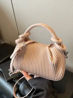 Women's Pleated Tan Shoulder Crossbody Bag 2026