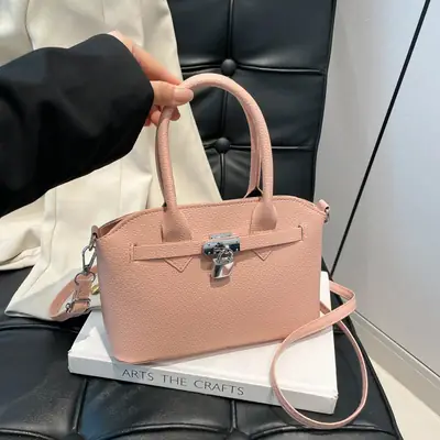 Pink Leather Shoulder Bag Women 2025 New Spring Summer