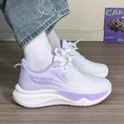 Cross-Border Fly-Knit Women's Shoes, Korean Style Breathable Casual Shoes, Women's Low-Top Lace-Up Student Sports Running Shoes
