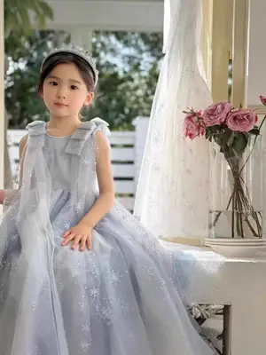 Original Aisha Aisha Ice Princess Girl Princess Dress Super Fairy Little Girl's Birthday Tutu Dress Children's Cape Summer