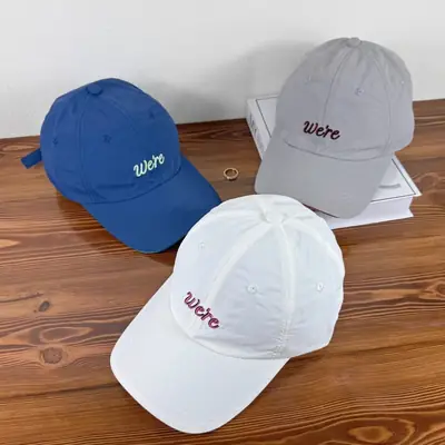 Women Baseball Cap Grey Red Letter Embroidered