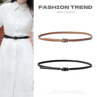 Genuine Leather Belt Set Black Brown White Adjustable Dangles