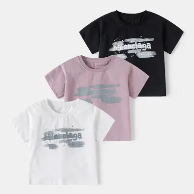 2025 Boys Summer Short Sleeve T-Shirt White