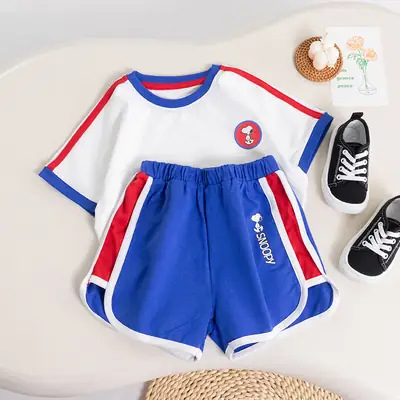 Children's Cotton Shorts Set Red Blue White Medium Small