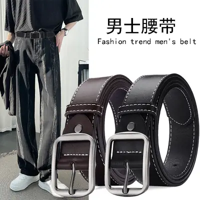 Men Black Pin Buckle Belt Casual Wear