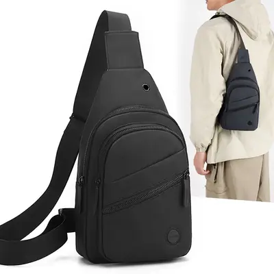 Men's Black Nylon Crossbody Bag 2025 Spring