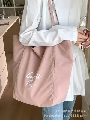 Women Canvas Tote Bag Pink 2025 Summer Large Capacity
