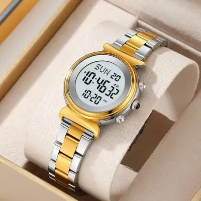 Gold Digital Women's Wristwatch with 180 Display