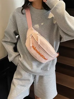 Pink Embroidered Crossbody Bag for Women