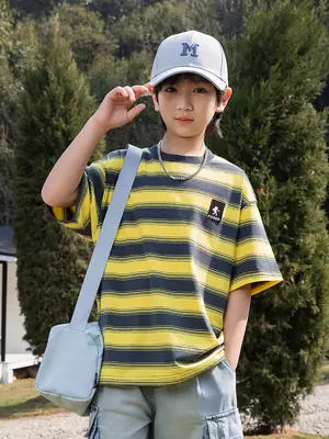 Panda Yuan 2025 Striped T-Shirt for Boys Summer
