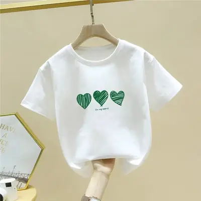 Girls Lavender Heart Print T-Shirt Pure Cotton 2024