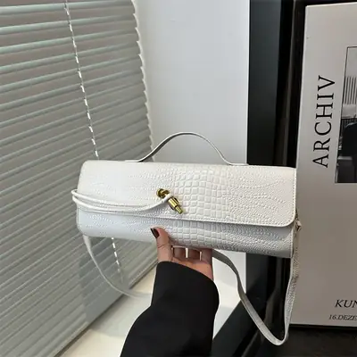 White Embossed Crossbody Bag for Women 2025 Summer