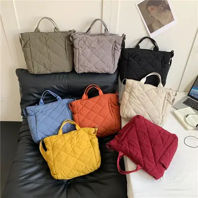 New Autumn Cotton Quilted Tote Bags Multi Color
