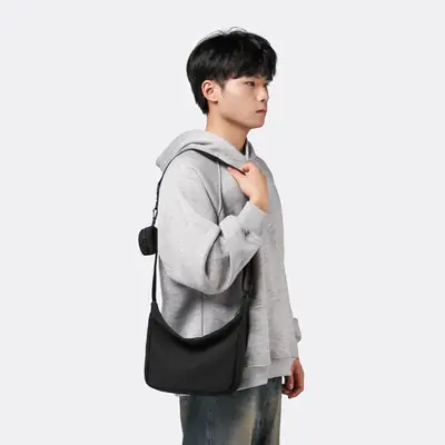 Men's Crossbody Bag Black Nylon Casual Large Capacity
