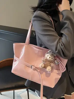 Pink Leather Shoulder Bag for Women 2025 Fashion