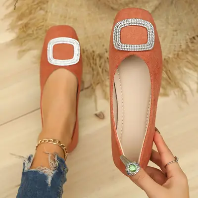 Square-Toe Flat Large-Size 2025 Commuter Women's Shoes with a Sense of Design, Shallow Breathable Elegant Single Shoes, Niche Soft-Soled Flat Shoes