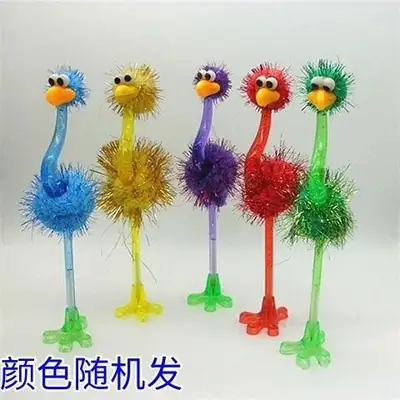 Plush Ballpoint Pen Gift Children's Gift Colorful Ostrich Ballpoint Pen Wholesale Student Creative Decompression Ornaments Wholesale