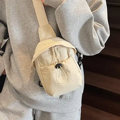Women Canvas Phone Crossbody Bag Cream New 2025
