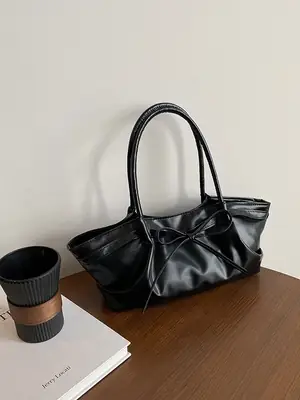 Black Pleated Shoulder Bag for Women Large Capacity 2026