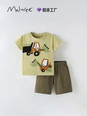 Boys T-shirt Shorts Set Truck Print Summer Wear