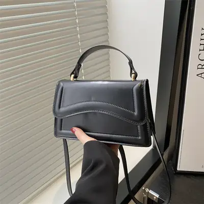 Black Square Shoulder Crossbody Bag for Women 2025