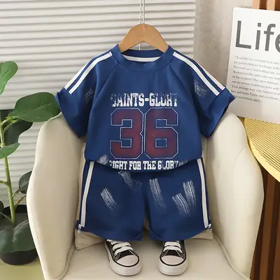 Kids Summer T-Shirt Set Cream 36 Graphic Pants